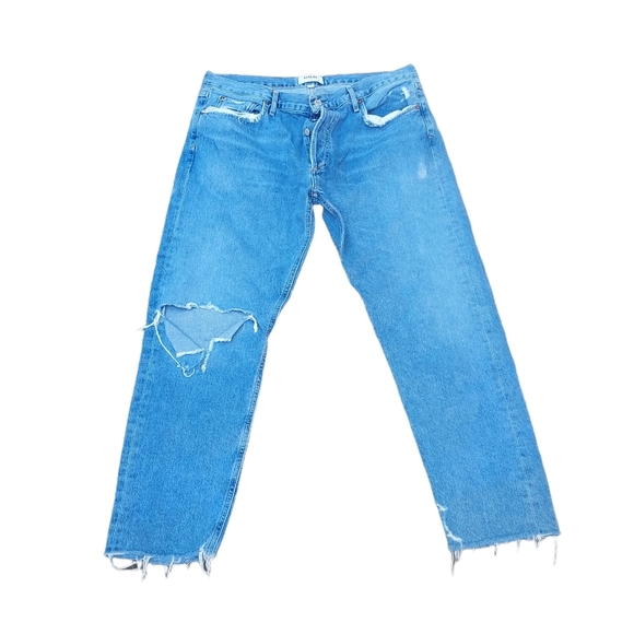 Agolde Denim - Agolde Jeans 32 Distressed Med Blue Denim Pants Woman
